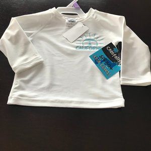 New Unisex Toddler White Rash Guard SPF50 Swim Top Shirt 18 Month- Long Sleeve